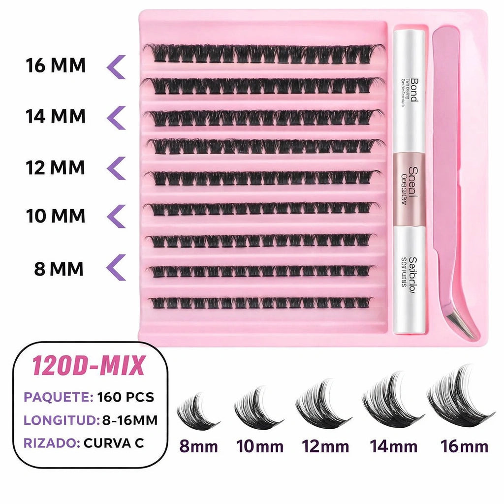 Pack de Pestañas individuales, Pinza y Pegamento GRATIS