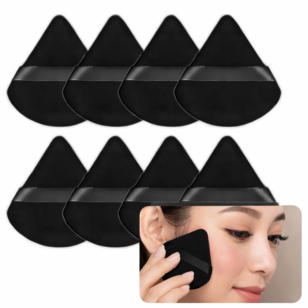 8 Esponjas cosmética triangular de terciopelo.